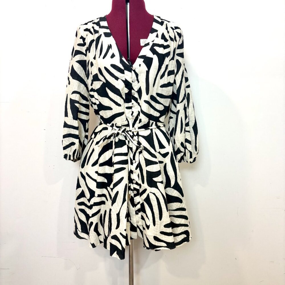 EVER NEW Alicia Printed Tie-Fastening Mini Dress sz 10 - Picture 2 of 13